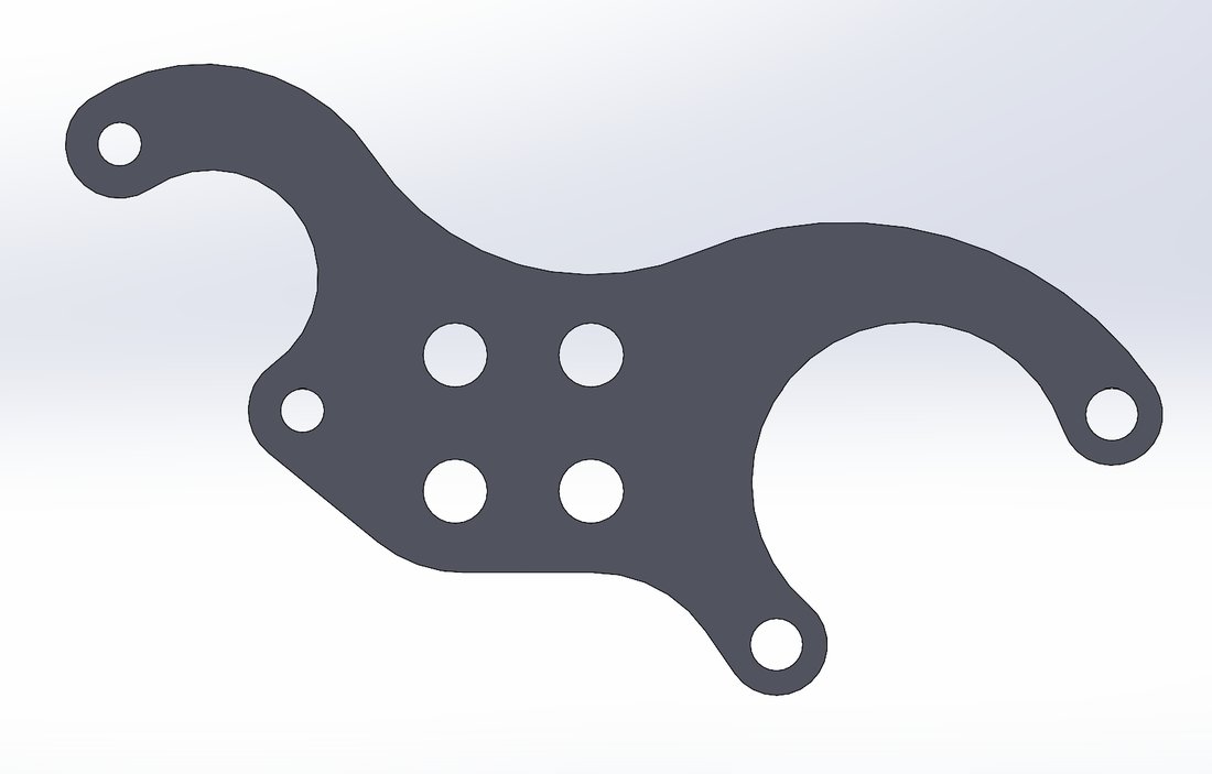 CAD render of the new rear brake bracket